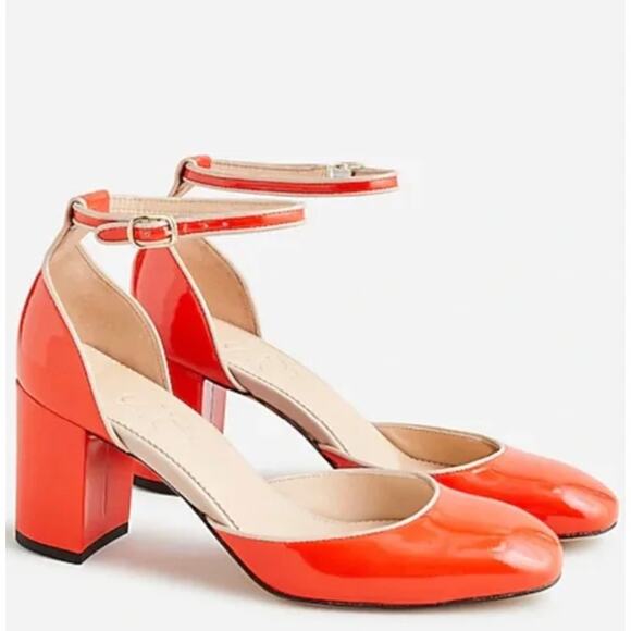 J.Crew MAISIE Ankle-Strap Heels Pumps Italian Patent Leather Guarana 9 NWOB $248 - Picture 1 of 15